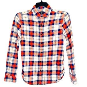 American Eagle Plaid Flannel Button Up Top Size Small Classic Fit